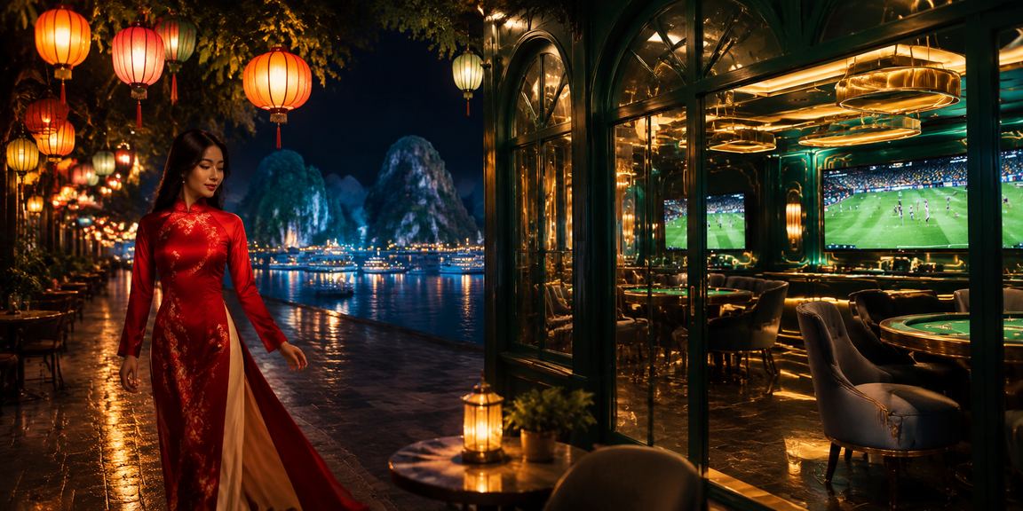 Cá cược casino tại Hạ Long Bay Khung cảnh Hạ Long Bay cùng cá cược casino và người mặc áo dài truyền thống